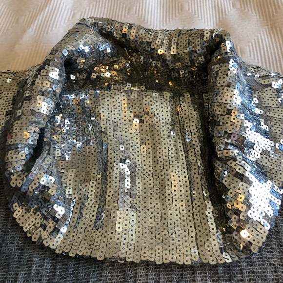 Dolman Sleeved Sweater with Silver Sequin Collar - Picture 6 of 7